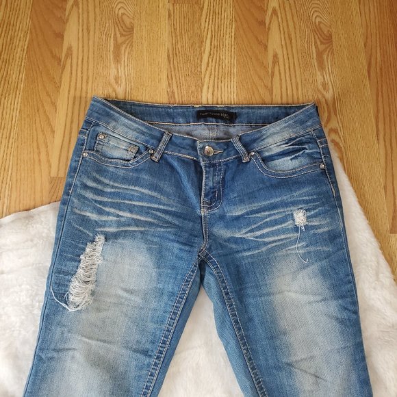 TWENTYONE BLACK STRETCH DISTRESSED EMBELLISHED SKINNY JEANS - Picture 3 of 8